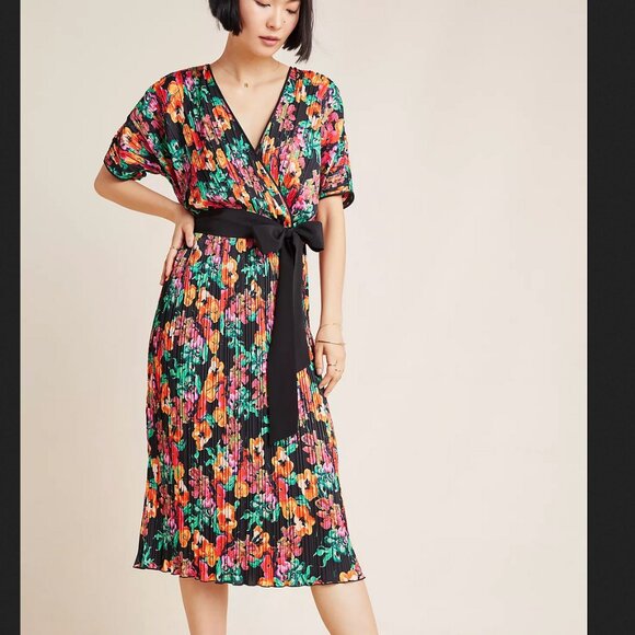 Diane Von Furstenberg Dresses & Skirts - Diane von Furstenberg Vintage Autumn Plissé Floral Midi Dress – Size XL EUC